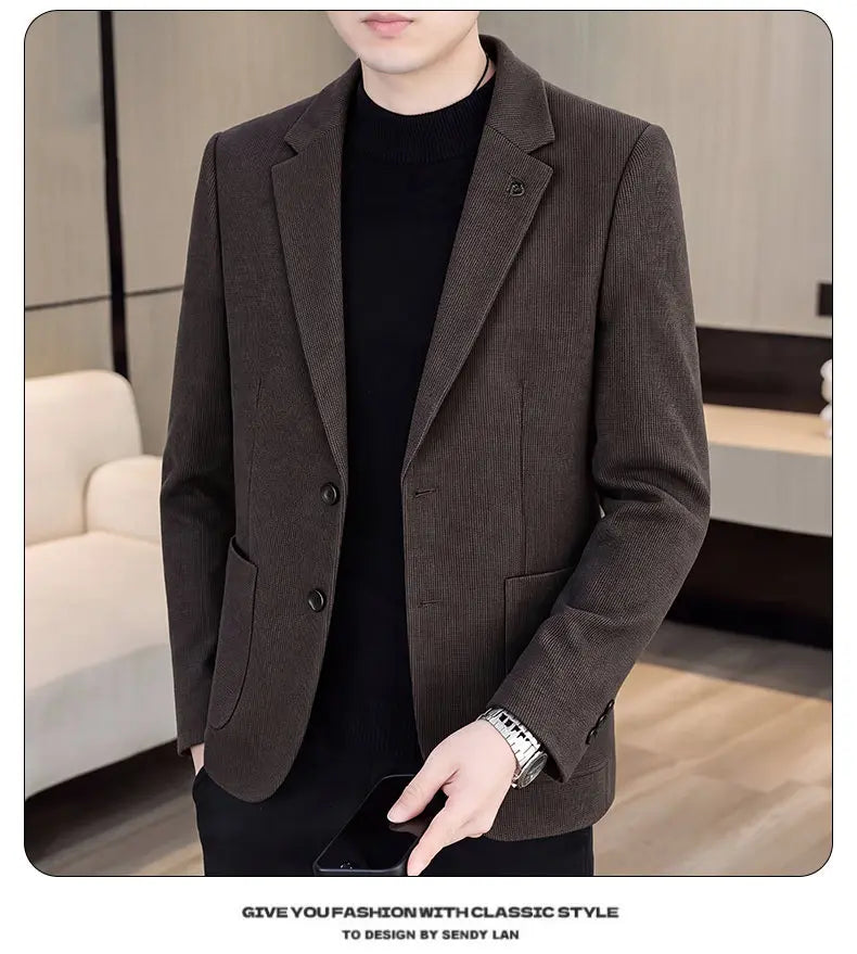 Men's Fashionable Versatile Suit 2026 Autumn Winter New Design Quality Outerwear for Business Casual Wear Trendy All-Match Jacke