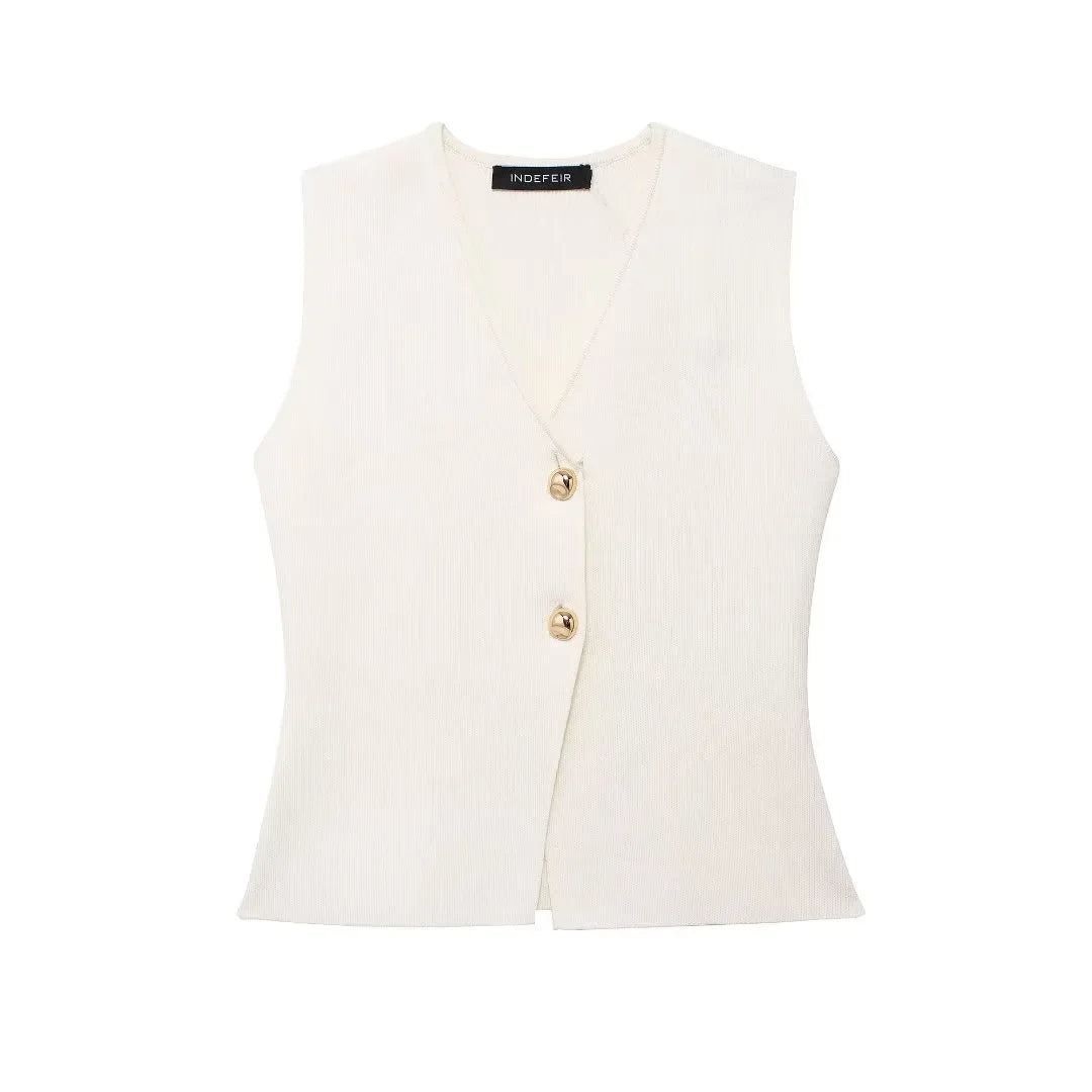 Womens Vest Sleeveless Knit Vest Women Outerwears Autumn Cropped Black Blue Vest Woman Elegant Off White Red Sweater Vests