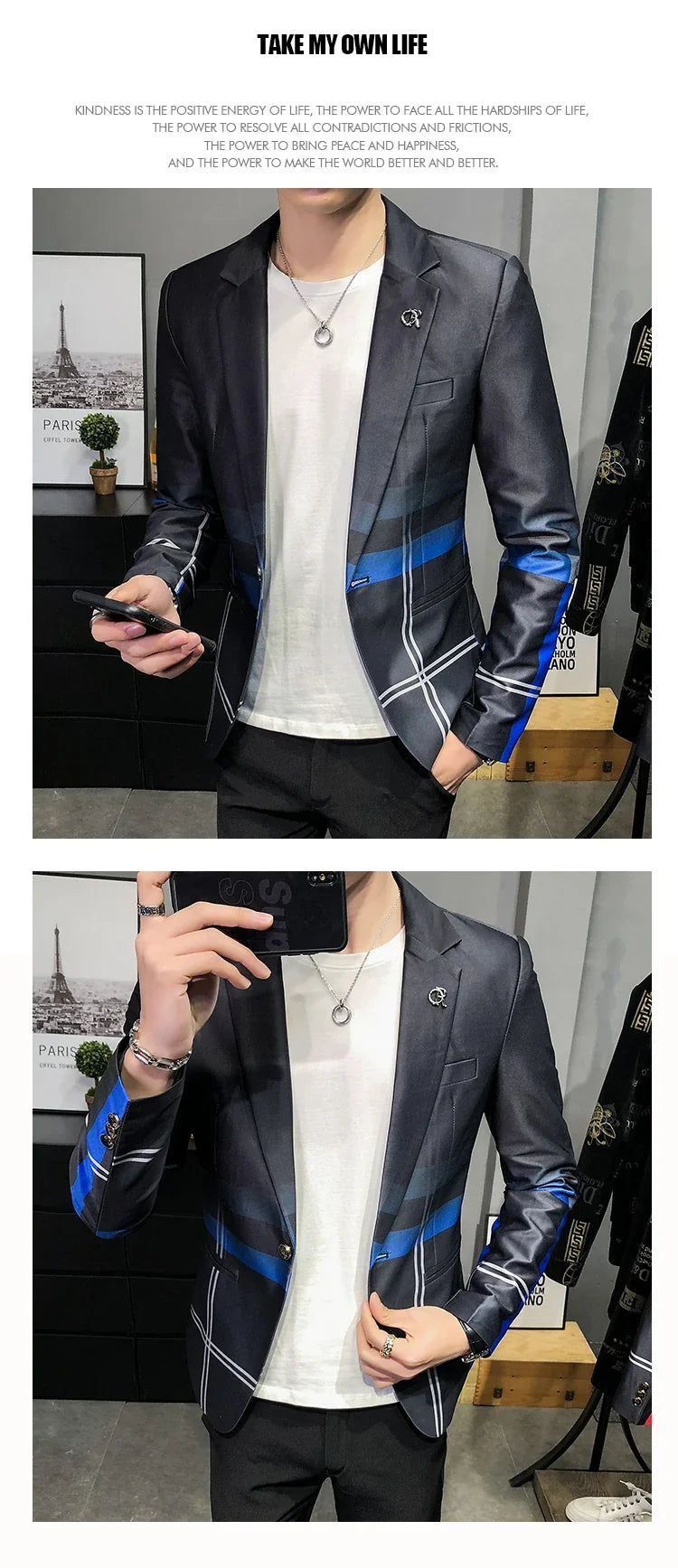 Men's Blazer Suit Jacket 2025 Spring New Fashion Korean Slim Suit Jacket Social Prom Dress Jacket Men's High Quality Clothing