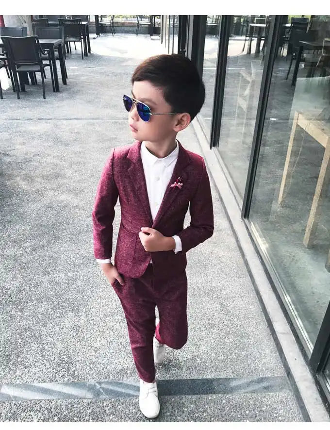 Kids Wedding Ceremony Slim Suit Children Formal Blazers Pants 2Pcs Photography Clothes Good Quality Baby Boys Handsome Suit