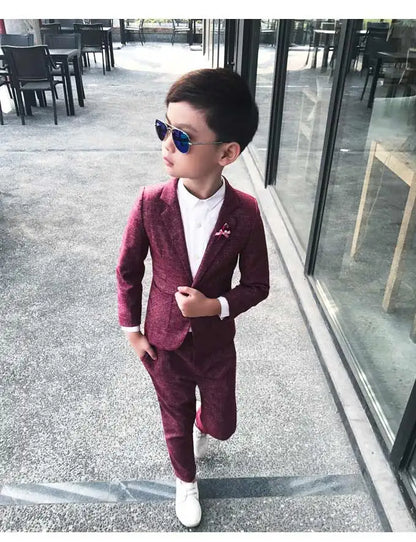 Kids Wedding Ceremony Slim Suit Children Formal Blazers Pants 2Pcs Photography Clothes Good Quality Baby Boys Handsome Suit