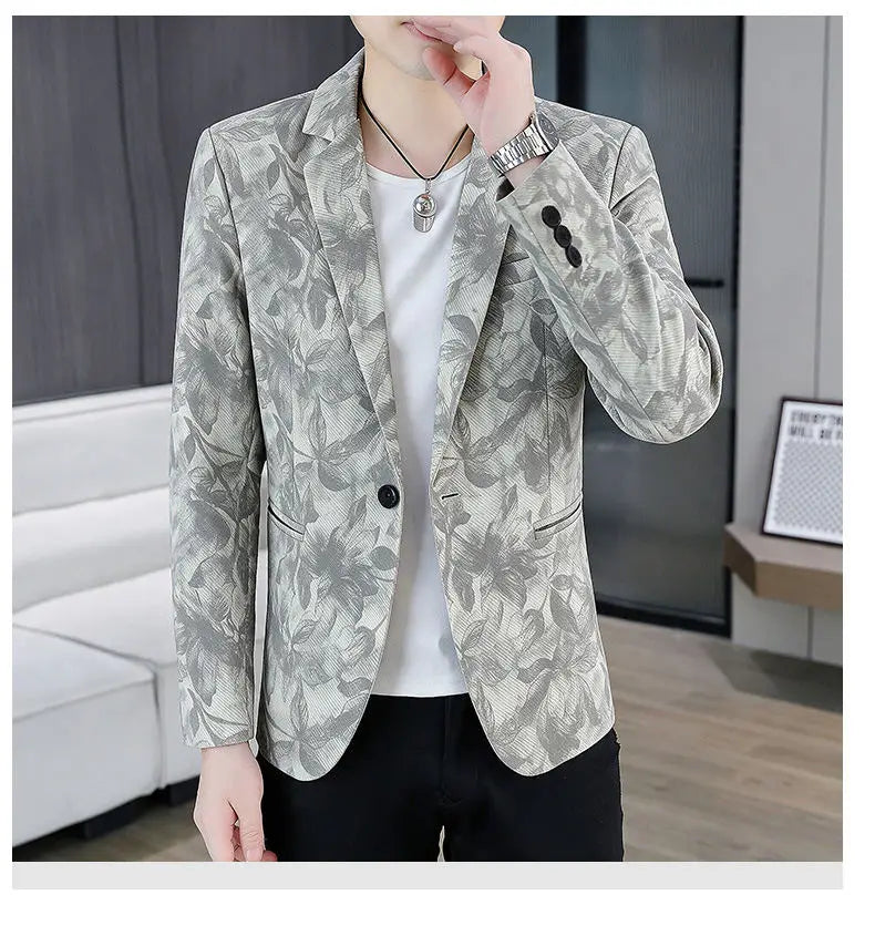 Men's Casual Slim Fit Single-Breasted Blazer for Business and Smart Casual Wear