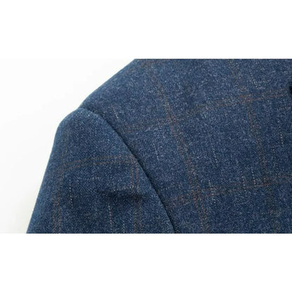 KIDWHXR Spring Autumn Men Suit Coat Fashion Plaid Turn Down Collar Man Blazer Non-ironing Business Casual Mlae Slim Jacket