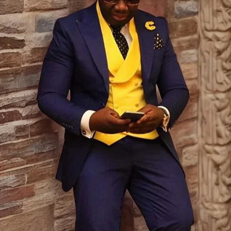 Men wedding Suits Slim Fit Wedding Tuxeo for Groomsmen 3 Piece Jacket Vest with Pants Office Male Fashion Costume