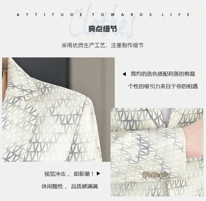 Blazer Autumn and Winter Men Fashion Outdoor Wedding Slimming Business Versatile Printed Casual Korean-style Formal Wear Blazer