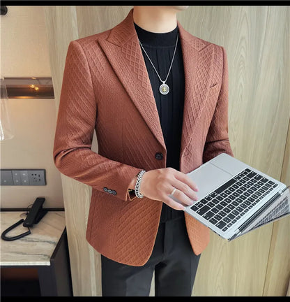Autumn Winter Single Breasted Wedding Suit Jacket for Men Business Casual Slim Fit Blazers Banquet Party Social Suit Jackets