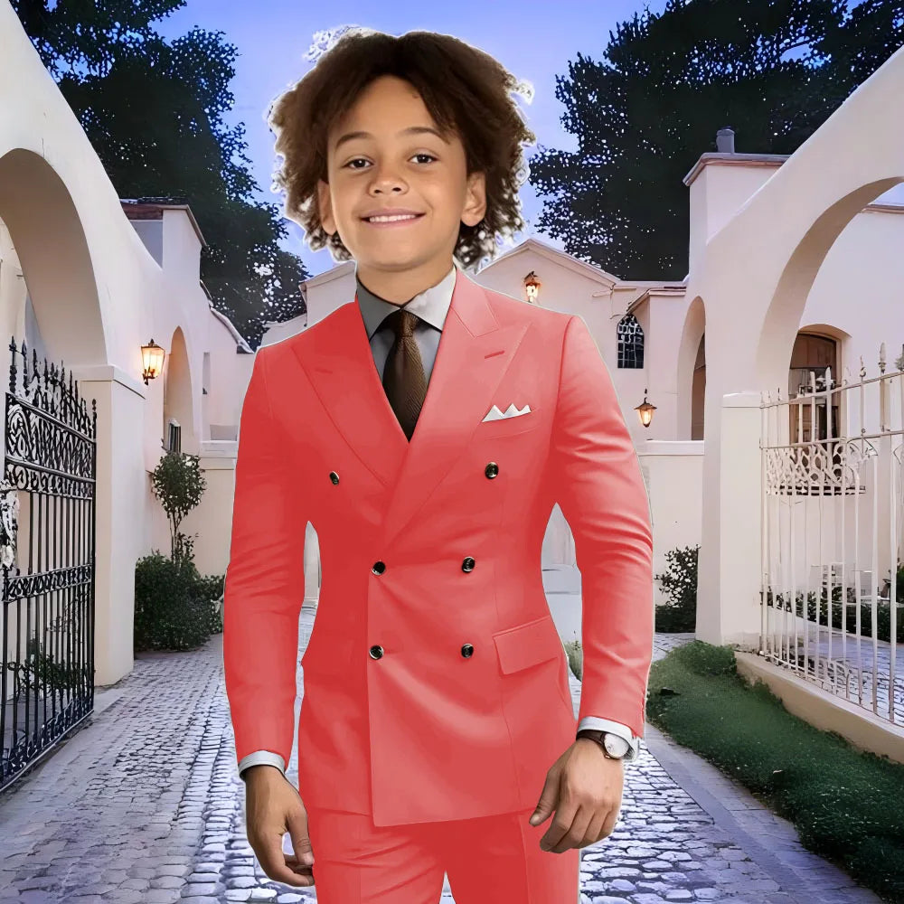 Fashion Light Grey Boy Suit Wedding Tuxedo Double Breasted Formal Child Jacket 2 Piece Blazer Pants costume enfant garçon
