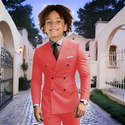 Fashion Light Grey Boy Suit Wedding Tuxedo Double Breasted Formal Child Jacket 2 Piece Blazer Pants costume enfant garçon