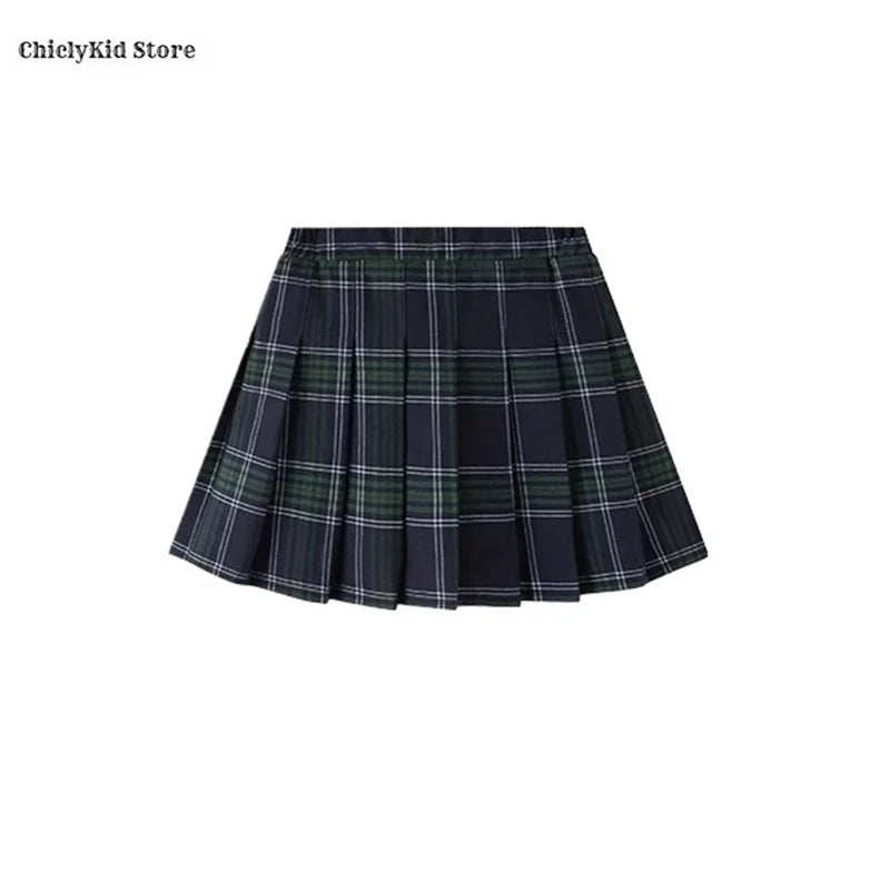 Children British School Uniforms Girls Preppy Jacket Pleated Skirts Boys Blazers Pants Suits Kids Teenage Student Clothes Sets