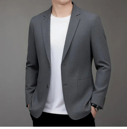 Men's Slim Fit Plaid Blazer for Weddings, Business & Casual Wear – Single Breasted