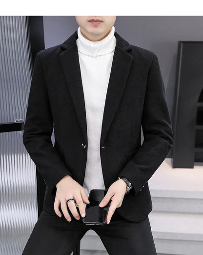 Blazer Men Fashionable Outdoor Wedding Versatile Slimming and Casual Korean Version Golden Mink Velvet Velvet and Cotton Blazer