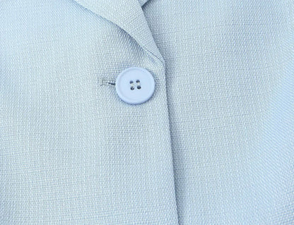 Spring Commuter Style Short Blue Suit Jacket Women's Fashionable Versatile Single Button Flip Collar Top Thin Long Sleeve