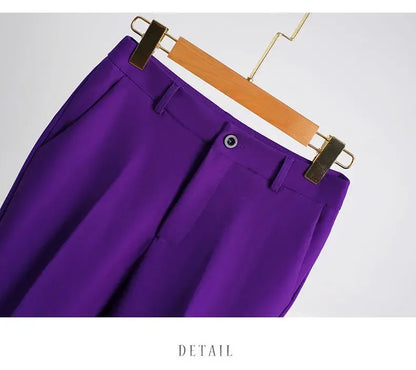 Fashion High-quality Office Suit Purple Jacket and Trousers 2-piece Set 2025 New Waist Suit Temperament Suits for Women HJLZBW