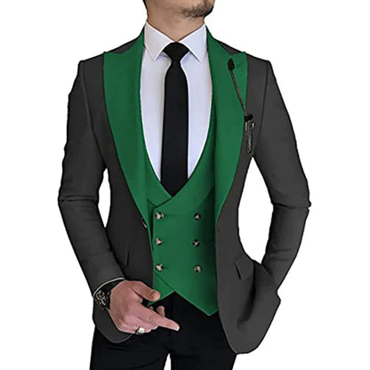 Groom suits Wear Party Wedding and Business Prom suits Slim Fit Peak Lapel Suit 3 Piece (Jacket +Vest+ Pants) Costume Homme