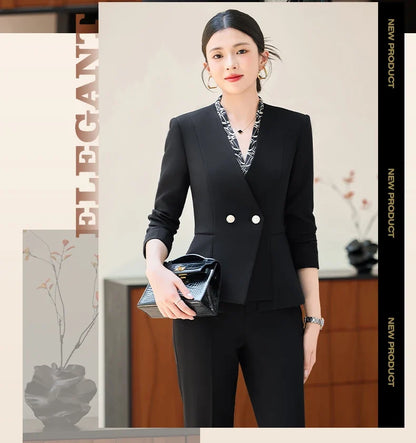 Fashionable professional women's two-piece pant+blazers. Slim fit, elegant  comfortable. 2025 autumn winter new styles