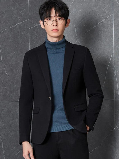 Men's Premium Wool Blend Blazer Coat Autumn Winter Thickened Korean Style Casual Business Smart Casual Elegant Outerwear