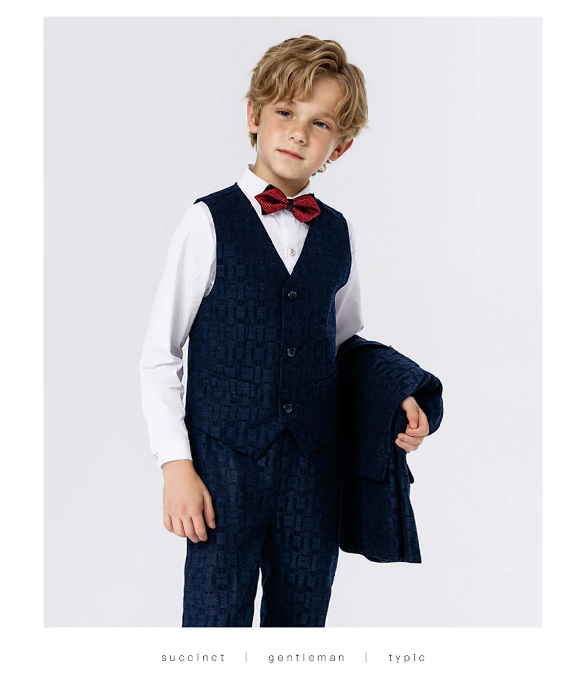 1-14Years Boys Elegant Blue Formal Suit Set Kids Wedding Birthday Party Dress Children's Speech Host Piano Performance Costume