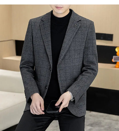 Men's Single Breasted Blazer Smart Casual Autumn Jacket