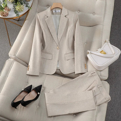 Luxury Small Women Pink Blazer Ladies Professional Suit Women Temperament Suit Fashion Interview Formal Pant Suits