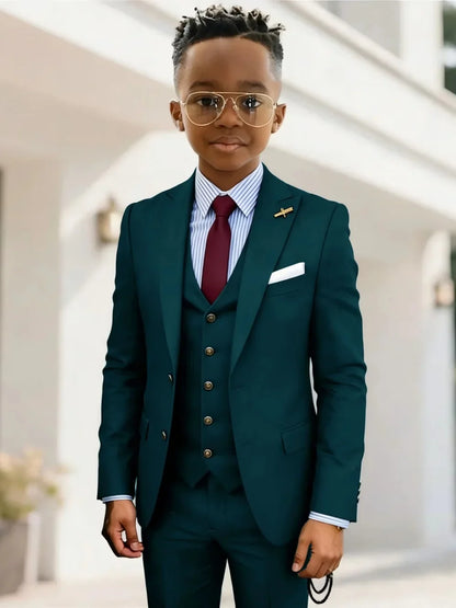 Formal Boys Suits 3 Pieces Wedding Ring Bearer Outfit Handsome Peak Lapel Homecoming Suit Set Fast Delivery Tuxedo 2-20T