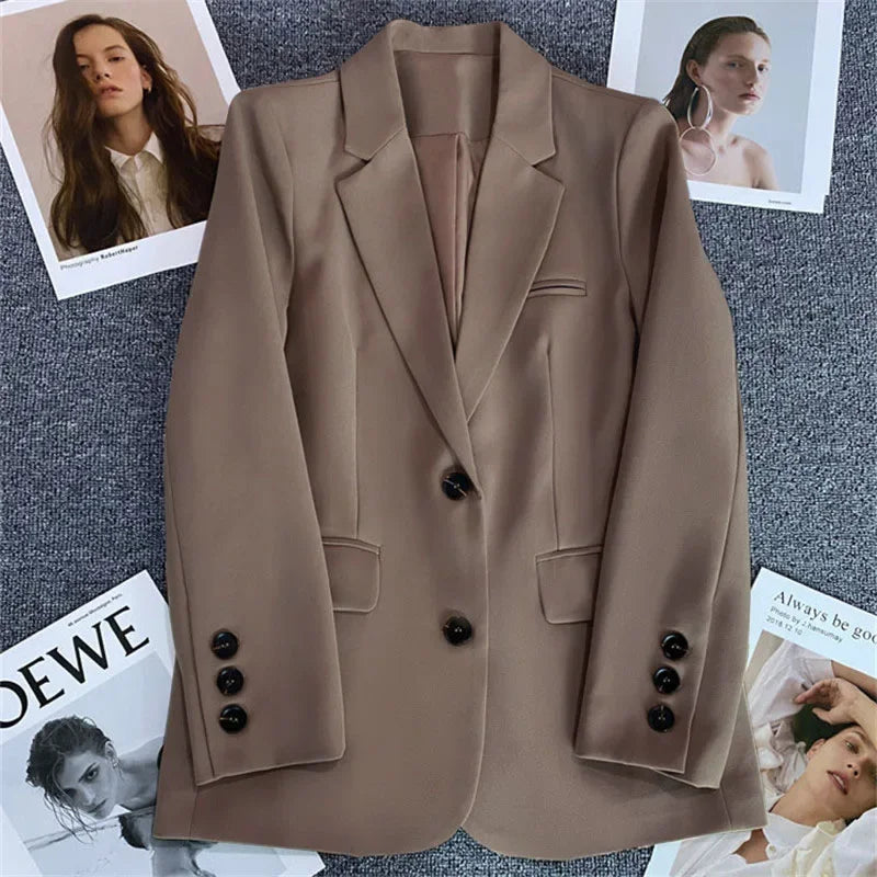 Elegant Office Lady Blazers for Women 2025 Fashion Long Sleeve Single Button Blazer Coats Female Top Suit Jackets Outerwears