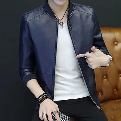 Brown Casual Men's Suit Jackets Trendy 2025 Korean Style Clothes Male Leather Blazer Single Models Luxury Designer Menswear Coat