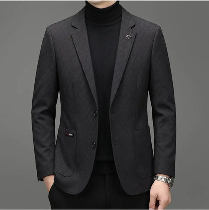 Men's Blazer Smart Casual Single-Breasted Suit Jacket for Business and Leisure – Brown, Khaki, Wine Red, Black