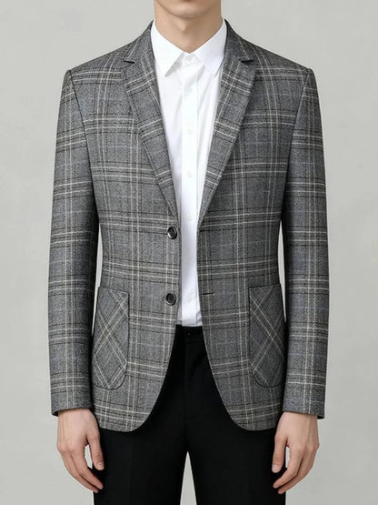2026 Spring Autumn New Men's Business Casual Plaid Blazer Wrinkle-Free Suit Jacket Youth Single Suit Outerwear Spring Wear