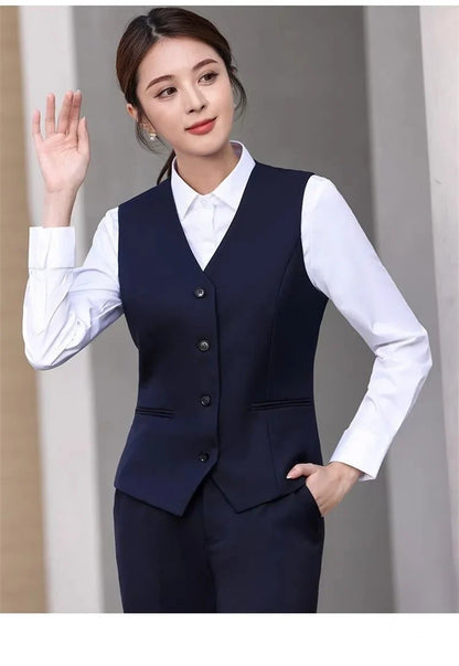 Korean 2026 Spring New Women's Blazer High End Casual Vest Waistcoat Female Professional Vest V-neck Sleeveless Short Jacket