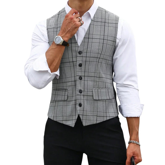 Men's Suit Vest Slim Fit V-Neck Single Breasted Formal Waistcoat for Business & Weddings