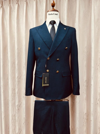 Double Breasted Men's Suits 2 Pieces Formal Occasion Wear Classic Peak Lapel Man Tuxedo For Wedding Birthday Party S-3XL