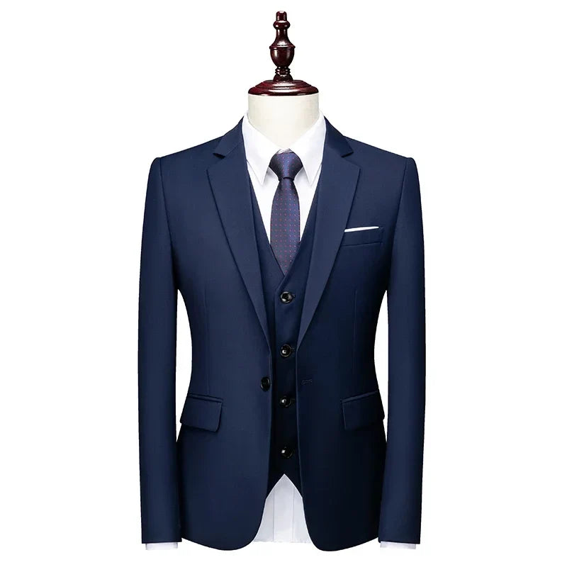 Men's 3-Piece Formal Suit – Blazer, Vest & Pants for Weddings & Business