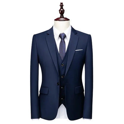 Men's 3-Piece Formal Suit – Blazer, Vest & Pants for Weddings & Business