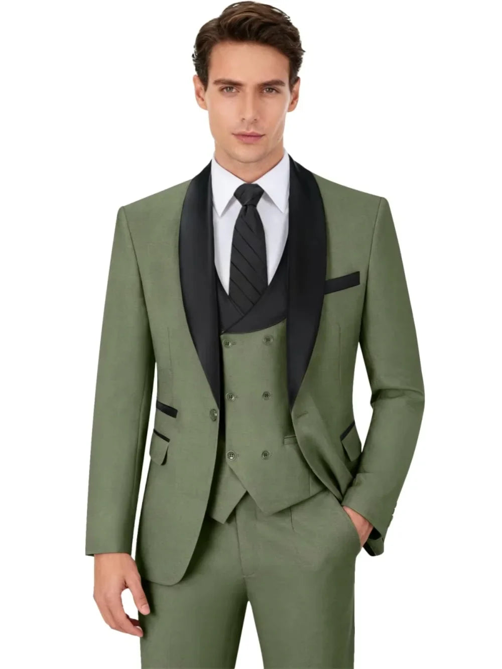 Multi-colors Men's Handsome Suits 3 Pieces Banquet Party Wear Classic Shawl Lapel Suit Set Wedding Groom Sets Plus Size Tuxedo