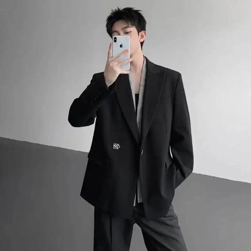 Metal Placket 2025 Buckle New Casual Blazer Fashion Jacket Men's Original Elegant Korean Handsome Jacket Original JY7386