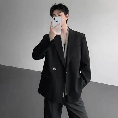 Metal Placket 2025 Buckle New Casual Blazer Fashion Jacket Men's Original Elegant Korean Handsome Jacket Original JY7386