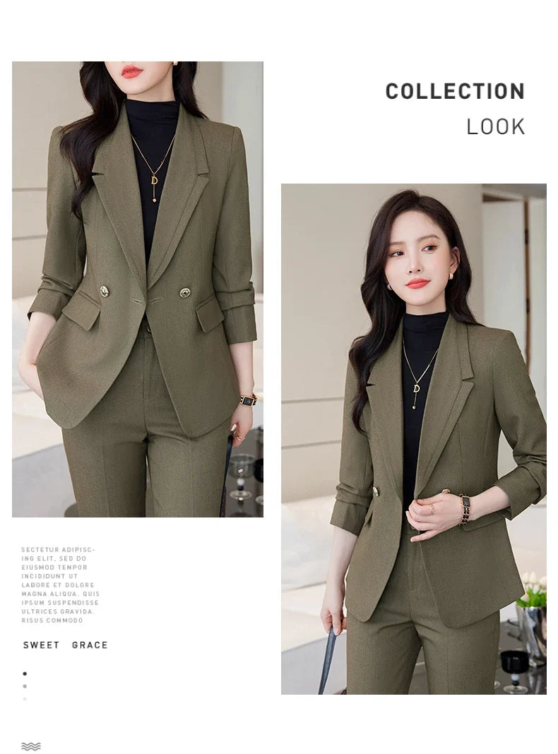 Professional Long-Sleeved Trouser Suits for Women, Fashionable Trousers, High Quality, Show, Elegant, New, Autumn and Winter