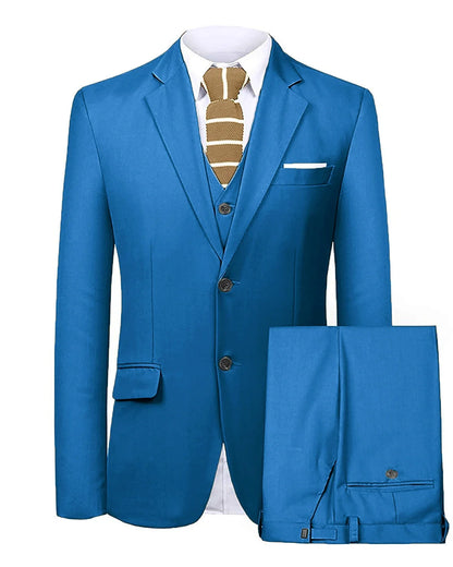 Men's 3 Pieces Suit Two Buttons Notch Lapel Jacket Waistcoat and Trousers Dinner Wedding Tuxedos Slim Fit Formal Business Suits