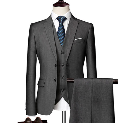 Men's Three-Piece Suit – Slim Fit Wedding & Business Formal Suit with Vest and Trousers