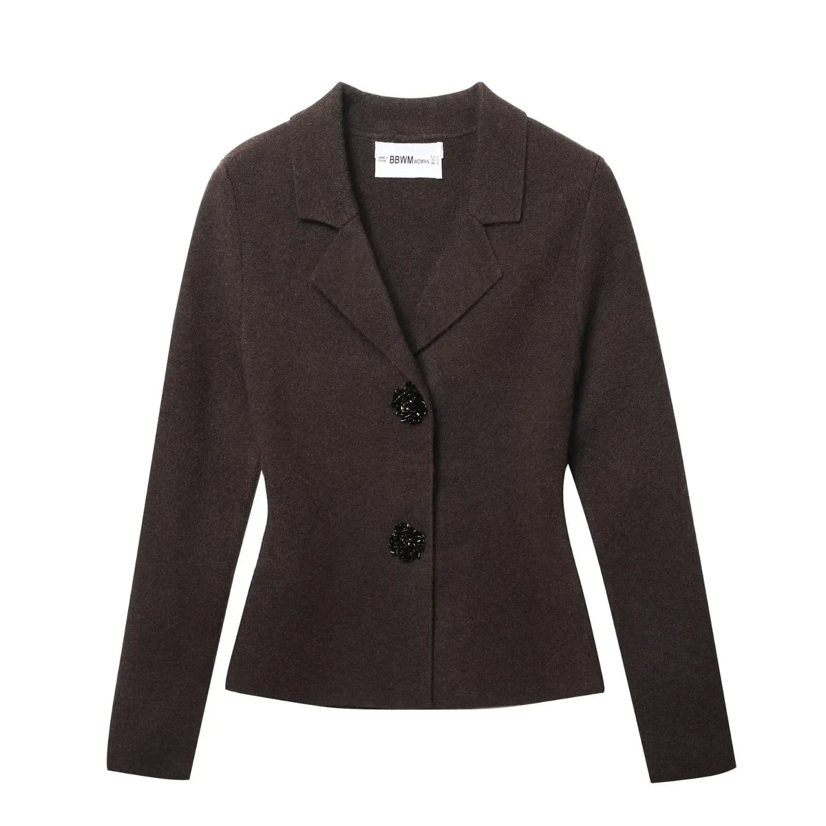 Women's Brown Blazer Jacket 2000s Vintage Long Sleeve Single Breasted Office Ladies V-Neck Suit Coat Outerwear Spring Autum 2025