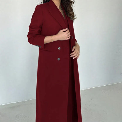 Gray Women Pants Sets 3 Piece Gorgeous Peak Lapel Double Breasted Solid Outfits Fashion Formal X-Long Suits (Blazer+Vest+Pants)