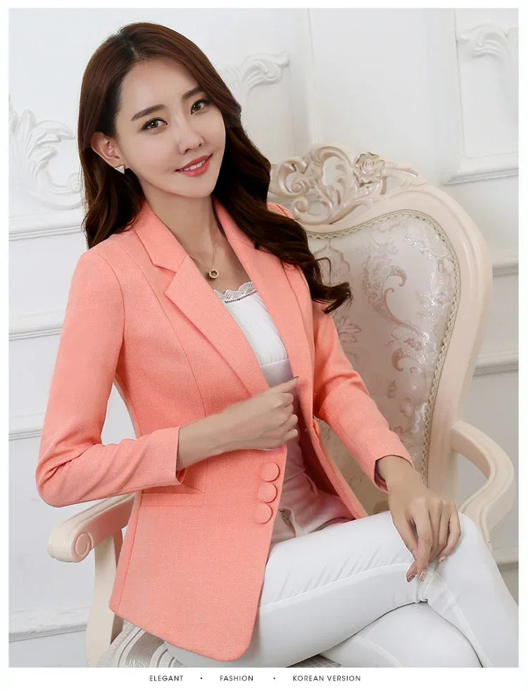Fashion Women Blazers Jackets Work 2025 Office Lady Suit Slim Single Breasted Business Female Blazer Coats Formal Veste Femme