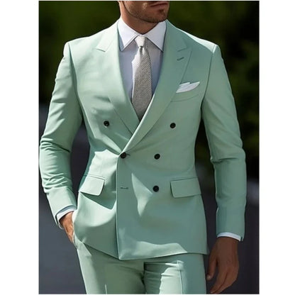 Men's Double Breasted 2-Piece Suit – Sparkling Burnt Orange – Wedding & Daily Wear
