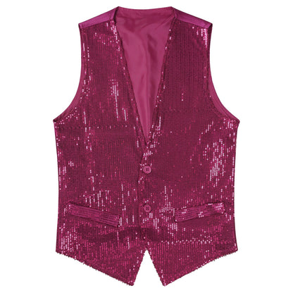 Fashion Women Sleeveless Vests Glittery Sequins Vest Music Festival Clubwear Waistcoat for Jazz Dancing Party Club Costumes