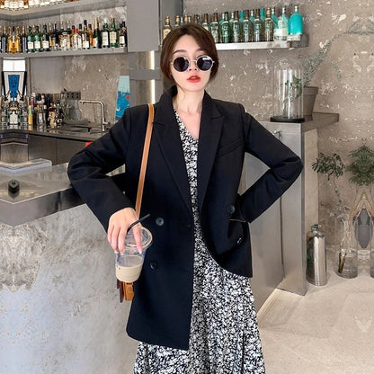 New Arrival 2025 Spring Autumn Women's Korean Loose Blazer Mid Length Solid Color Design Sense Versatile Daily Wear Student Look