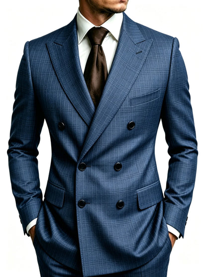 Men's Business Blazer Double Breasted Plazer Jacket Peak Lapel Slim Fit Formal Wedding Groom Party Prom Single Outerwear Coat