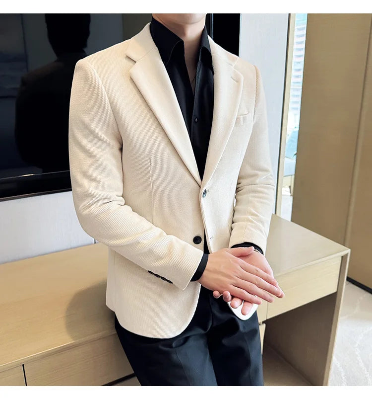 2025 Autumn Winter Velvet Suit Jacket Men Casual Business Blazers Wedding Groom Social Banquet Party Formal Blazer Men Clothing