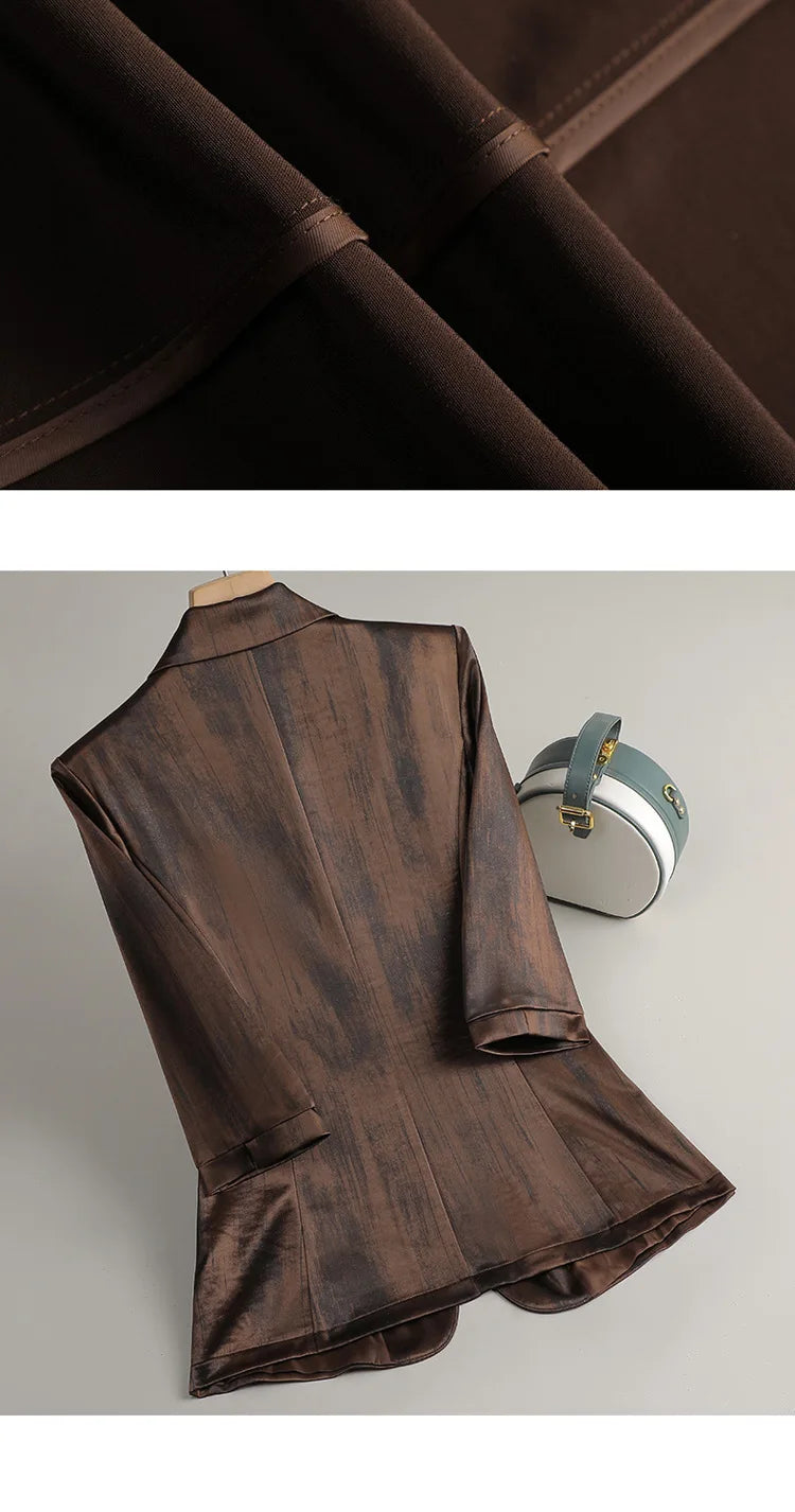 Women's Two Piece Set Blazer Pants Suit Elegant Office Formal Business Outfit Plus Size Three-Quarter Sleeve Jacket Trousers