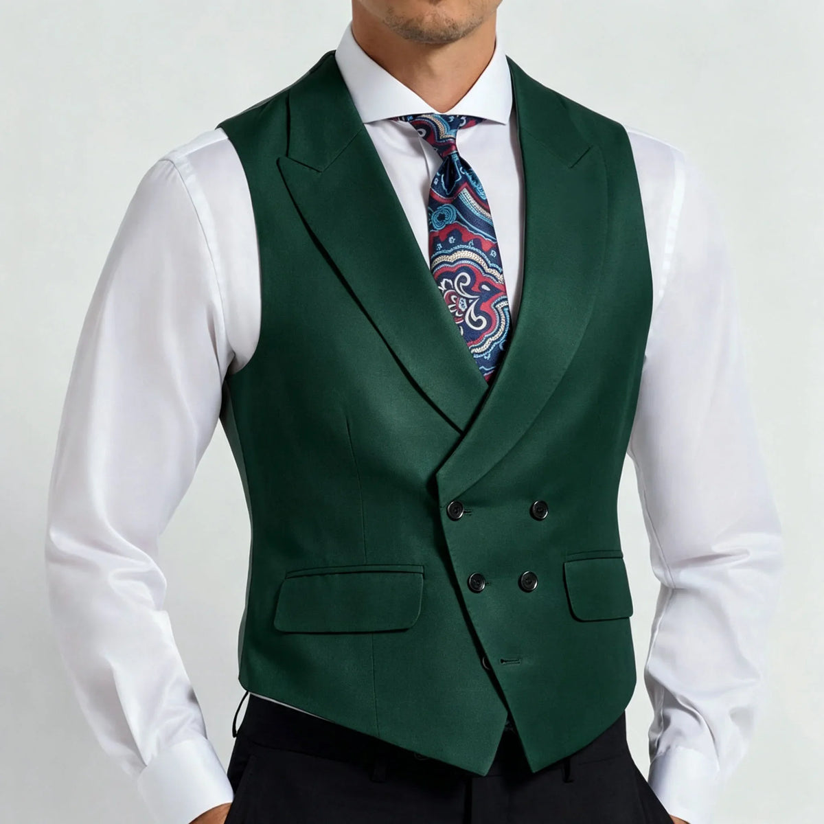 Men's Formal Vest Double Breasted Waistcoat for Weddings Banquets and Business
