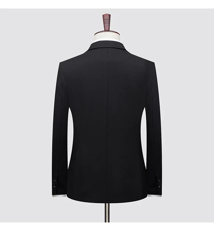 Men's High-End Wool Suit Three-Piece Set Business Casual Fashion Tencel Vest Trousers Bridegroom Wedding Dress